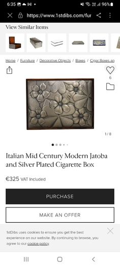 Italian Mid Century Modern Jatoba and Silver Plated Cigarette Box