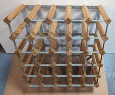 25-Bottle Traditional Pine & Galvanized Wine Rack