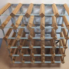 25-Bottle Traditional Pine & Galvanized Wine Rack