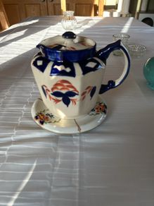genuine antique Art Deco paneled ceramic teapot