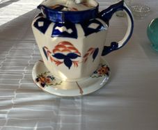 genuine antique Art Deco paneled ceramic teapot
