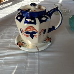 genuine antique Art Deco paneled ceramic teapot