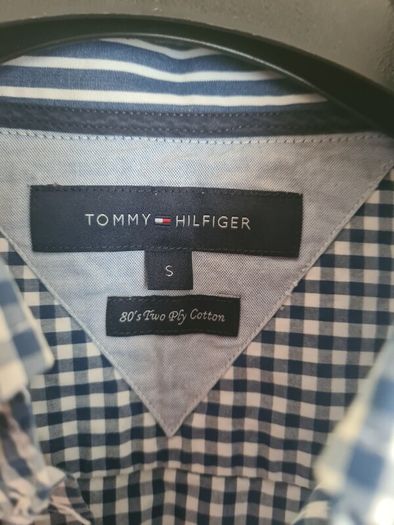 mens Tommy Hilfiger long sleeve check shirt Size Small navy blue white