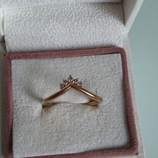 Pandora Tiara wishbone cubic zirconia rose gold plated size 54 perfect condition (no box)