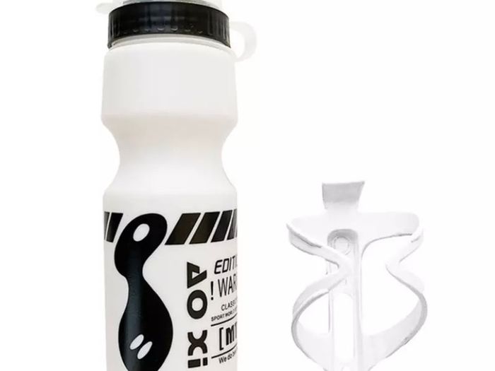 750ML Mountain Bike Bicycle Cycling Water Drink Bottle+Holder Cage Outdoor Sports Plastic Portable Kettle Water Bottle Drinkware