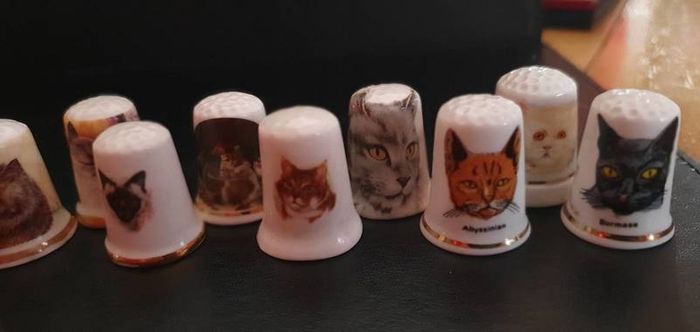 Collection of Assorted Cat Themed Thimbles