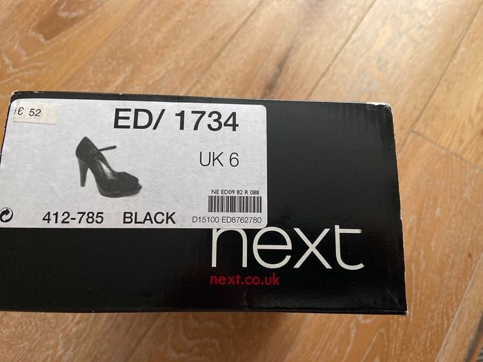 Next Black Suede Peep toe Strappy Heels UK6