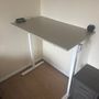IKEA TROTTEN Desk sit/stand, beige/white, 120x70 cm