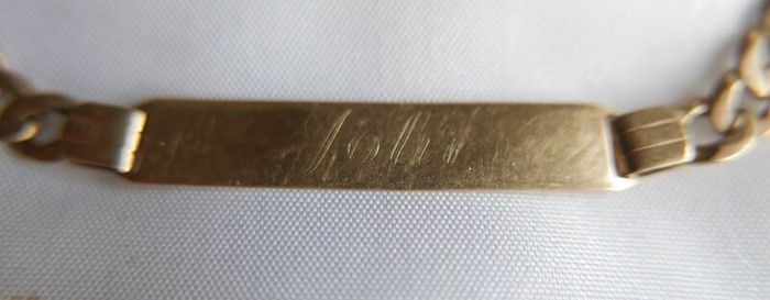 Vintage Solid Gold 9 Ct  Gold  375 Identity Men's Bracelet