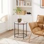 Round Small Coffee Table Glass Table with Metal Frame Bedside Table Sofa Table Balcony Tempered Glass Black Image 3