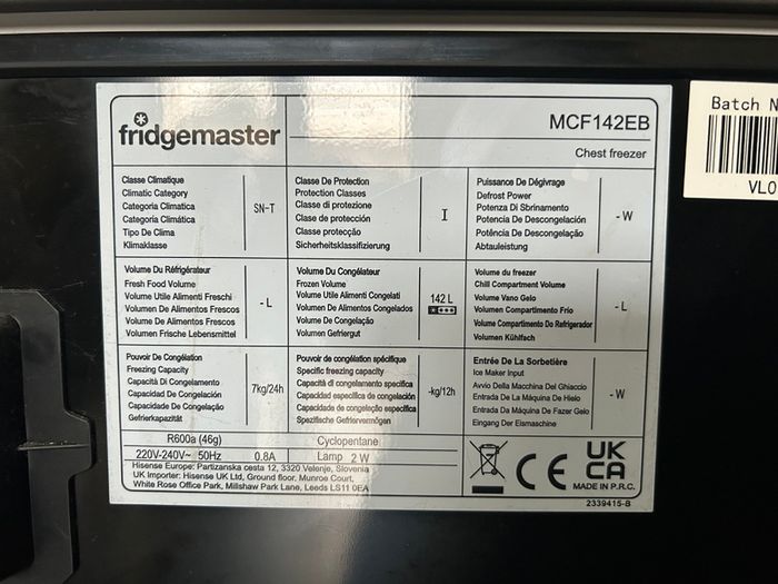 Chest Freezer Fridgemaster