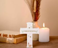 Faith & Hope Mantel Cross Plaque - Christening