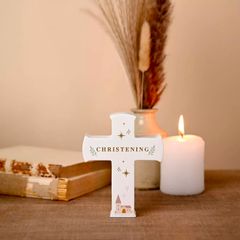 Faith & Hope Mantel Cross Plaque - Christening