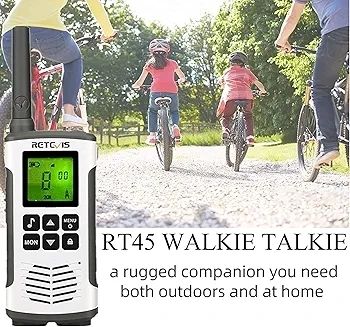 RT45 Walkie Talkie, Rechargeable Walkie Talkie for Adults Long Range, PMR446 16 Channels, With AA Battery LED Torch Walkie Talkies for Family Hiking, Outdoor(Silver, 2Pcs)