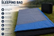 2 Man Sleeping Bag 230 x 160cm Cotton Lined Double Sleeping Bag 3 to 4 Season Camping Blanket