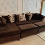 Large Modular Corner Sofa / U-Shaped Sofa with Footstool in Chocolate Brown Image 3