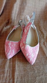 Coral Lace Beaded Kitten Heels