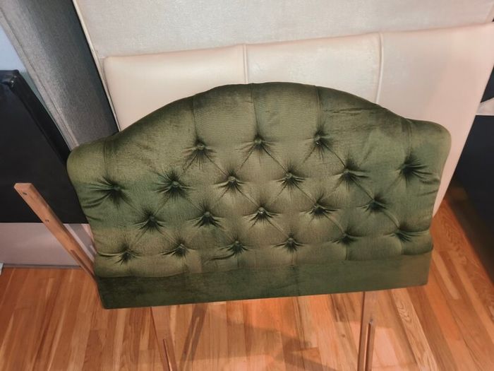 Luxurious Olive Green Velvet Single Headboard Excellent Condition