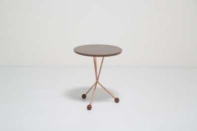 Vintage Tripod Side Teak and Copper Table by Albert Larsson for Alberts Tibro, 1950s