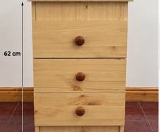 Pine Bedside Locker 3 Drawers