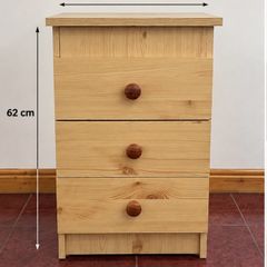Pine Bedside Locker 3 Drawers