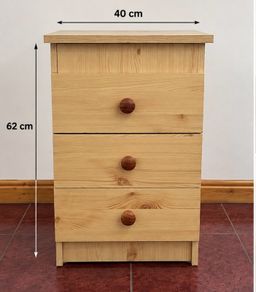 Pine Bedside Locker 3 Drawers