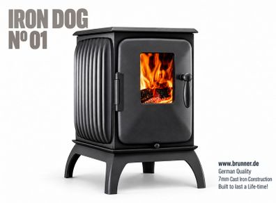 Brunner IRON DOG 01 Wood-Burning Stove, 7kW, A Rated, German Cast Iron
