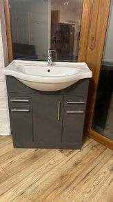 Bathroom Vanity Unit + Sink + Mirrored Cabinet