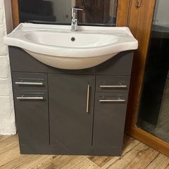 Bathroom Vanity Unit + Sink + Mirrored Cabinet