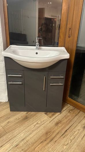 Bathroom Vanity Unit + Sink + Mirrored Cabinet