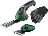 Cordless Edging Shear Set Isio 3.6 V, Blade Length: 12 cm, Tooth spacing: 8 mm, with XL Gardening Gloves Included, in Soft Bag Packaging