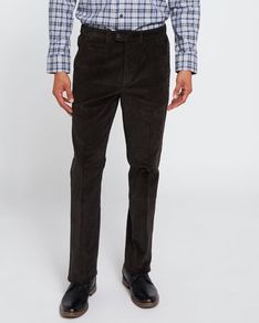Mens Charcoal Regular Fit Stretch Cords W38 L35