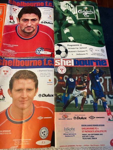 League of Ireland soccer programmes mostly Shelbourne any 5 for 10 euro