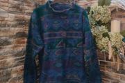 Vintage navy purple Aztec print fleece