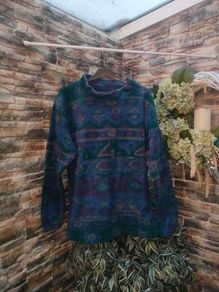 Vintage navy purple Aztec print fleece