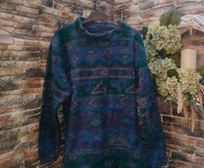 Vintage navy purple Aztec print fleece