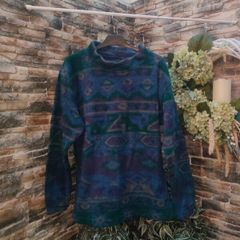 Vintage navy purple Aztec print fleece