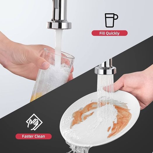 Kitchen Sink Mixer Tap Spring Kitchen Taps with Pull Out Spray, Commercial Kitchen Faucet Single Handle Lever, 2 Spray Modes High Arc Swivel 360 degree Kitchen Tap