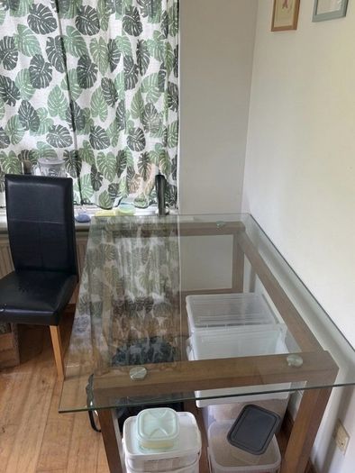 Glass Top Dining Table & Tall Wooden Bookcase / Storage Unit