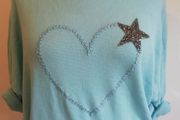 Carla Giannini Turquoise Aqua Knit Jumper Heart Star Ladies One Size NWT  CAN POST