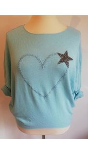 Carla Giannini Turquoise Aqua Knit Jumper Heart Star Ladies One Size NWT  CAN POST