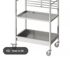 IKEA KUNGSFORS Stainless Steel Kitchen Trolley with Wooden Top