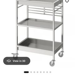IKEA KUNGSFORS Stainless Steel Kitchen Trolley with Wooden Top