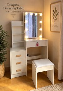 Dressing Table LED with Mirror & Stool