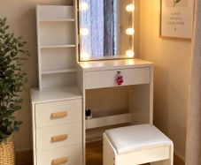 Dressing Table LED with Mirror & Stool
