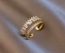 Crystal Adjustable Gold Tone Ring