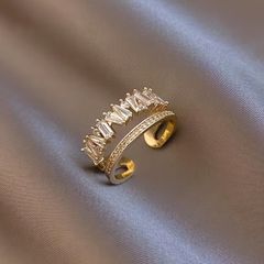 Crystal Adjustable Gold Tone Ring