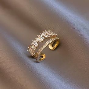 Crystal Adjustable Gold Tone Ring
