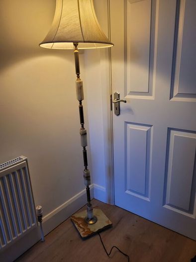 marble and brass floor lamp