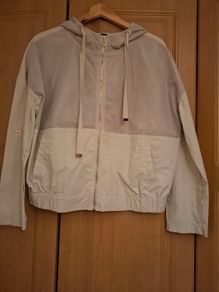 Gray summer city jacket with hoodie